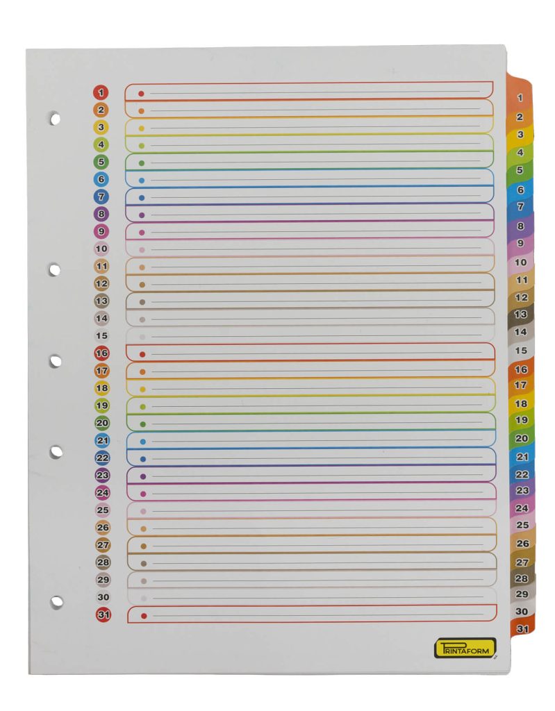 SPBL31E Separadores Económico – Con texto – 31 pestañas _01